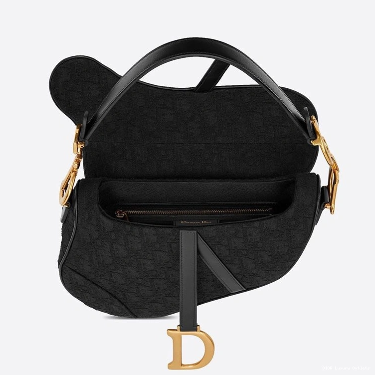 Cheap Saddle Oblique Canvas Motif Bag Dior Black 0808 Luxury